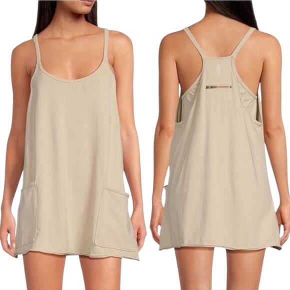 Free People Movement Hot Shot V- Neck Sleeveless Patch Pocket Mini Dress Large - Picture 2 of 13
